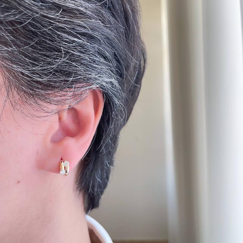 گوشواره حلقه‌ای دو نگین ژوپینگ