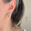گوشواره حلقه ای میناکاری سفید با گل بنفش استیل