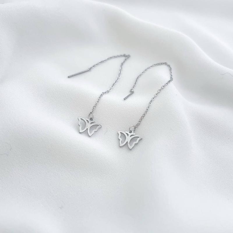 گوشواره بخیه‌ای پروانه ای استیل