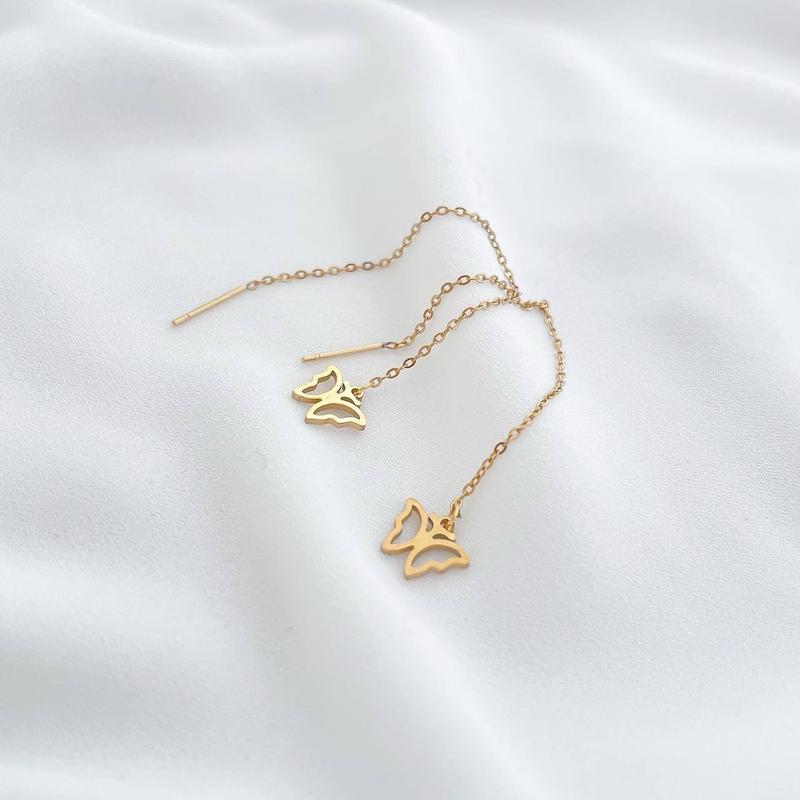گوشواره بخیه‌ای پروانه ای استیل