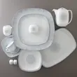 سرویس غذاخوری چینی زرین ایران مدل کواترو ادلین 98 پارچه مناسب 12 نفر، طراحی مربع، سازگار با فر و مایکروویو، قابل شست‌وشو در ماشین ظرفشویی، لعاب داخل لعابی، ساخت ایران
