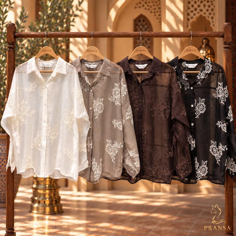 شومیز نیمه شفاف طرح دار