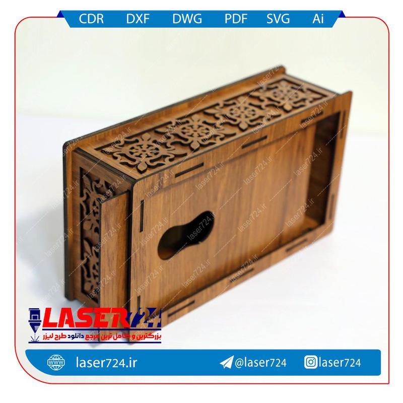 جا دستمال کاغذی طرح دار چوبی