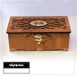 ست جعبه دستمال کاغذی سطل جعبه پذیرایی جا قاشقی، جا آجیل خوری و زیر لیوانی چوبی طرح پیچک