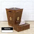 ست جعبه دستمال کاغذی سطل جعبه پذیرایی جا قاشقی، جا آجیل خوری و زیر لیوانی چوبی طرح پیچک