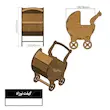 ماکت کالسکه نوزاد چوبی