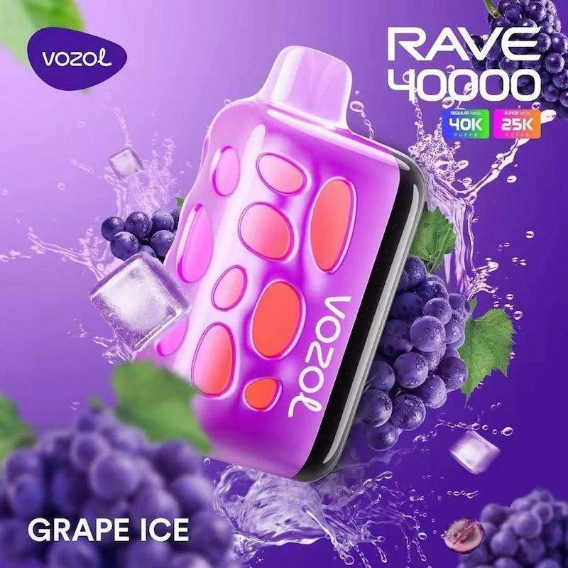 پاد یکبار مصرف 40000 پاف برند وزول نیکوتین 50 | Vozol rave  40000 Puffs Disposable 50mg انگور یخ