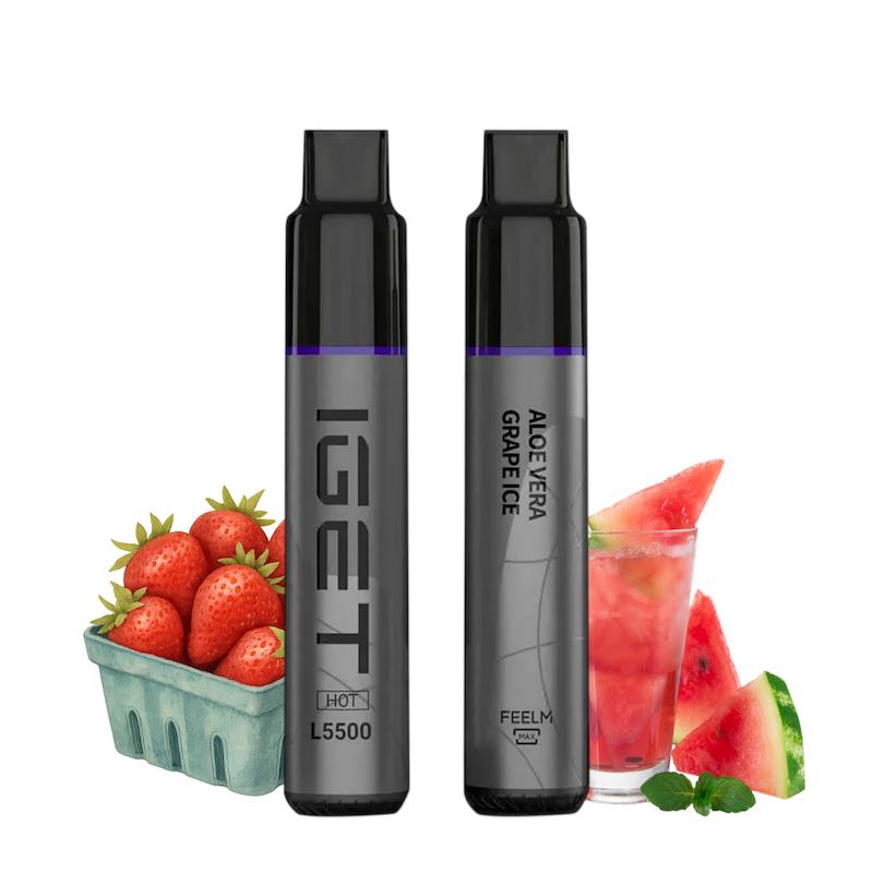 پاد یکبار مصرف 5500 پک برند IGET Hot | IGET Hot 5500 Puffs Disposable توتفرنگی هنداونه