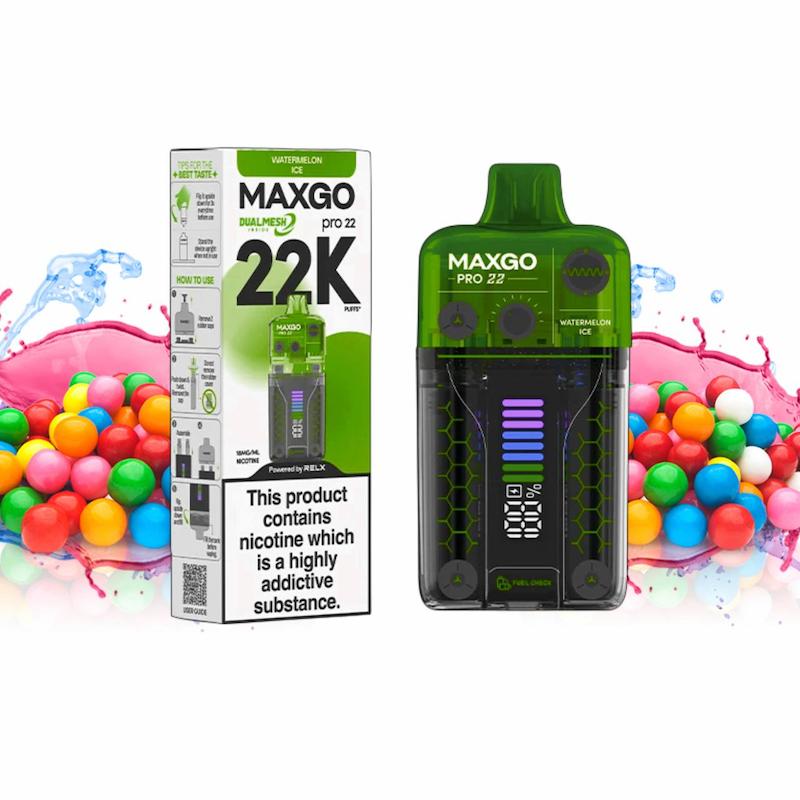 پاد یکبار مصرف 22000 پاف مکس گو نیکوتین 18 | MAXGO 22K Disposable Vape آدامس بادکنکی ترش