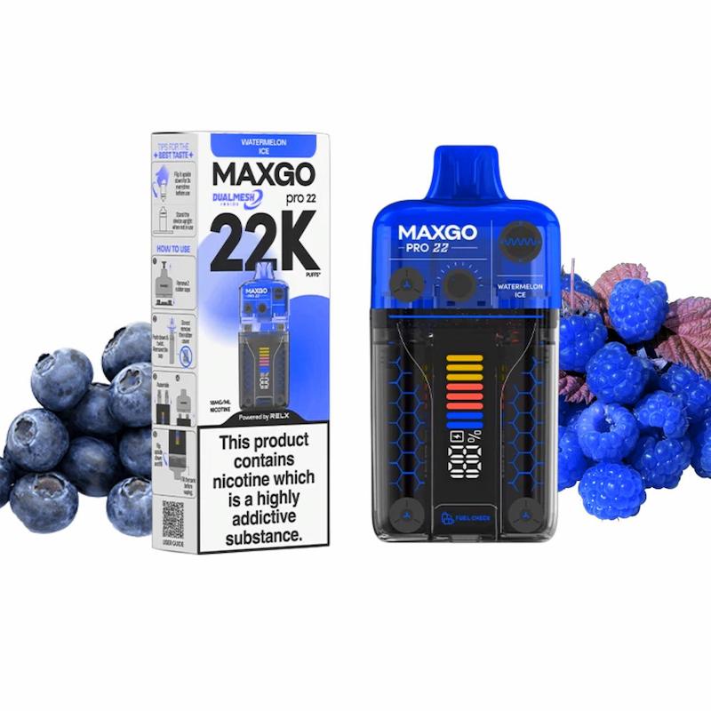 پاد یکبار مصرف 22000 پاف مکس گو نیکوتین 18 | MAXGO 22K Disposable Vape تمشک آبی بلوبری