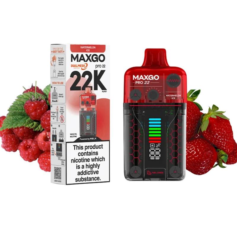 پاد یکبار مصرف 22000 پاف مکس گو نیکوتین 18 | MAXGO 22K Disposable Vape توتفرنگی تمشک ترش