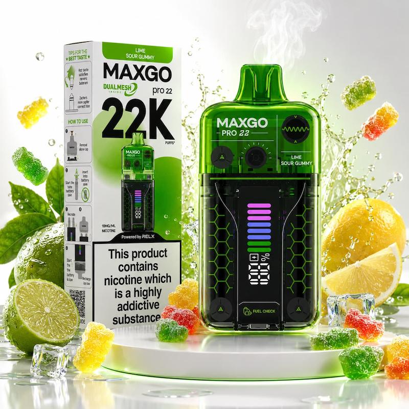 پاد یکبار مصرف 22000 پاف مکس گو نیکوتین 18 | MAXGO 22K Disposable Vape لیمو آدامس بادکنکی