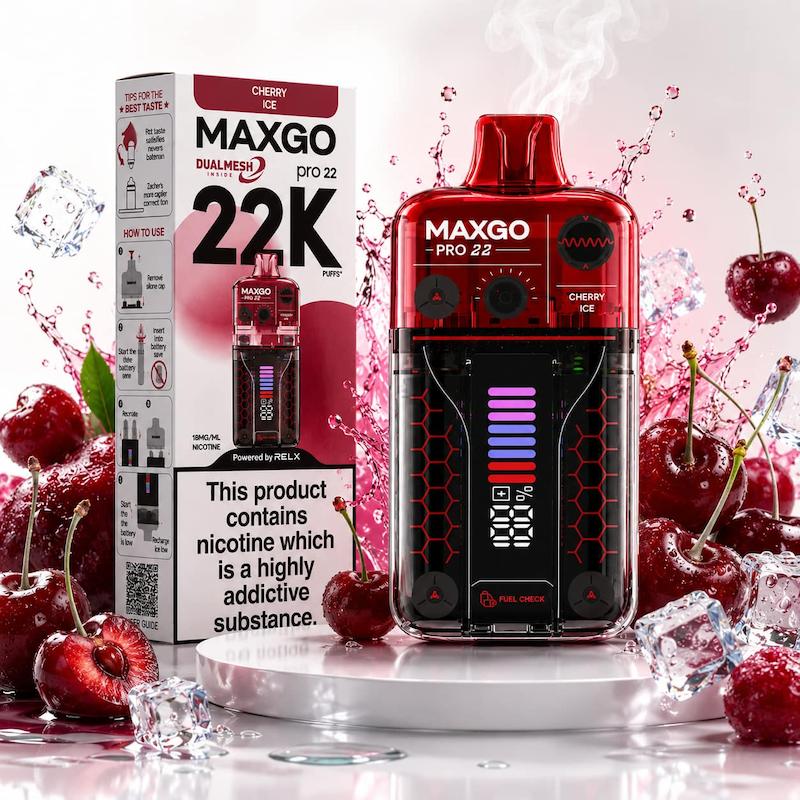 پاد یکبار مصرف 22000 پاف مکس گو نیکوتین 18 | MAXGO 22K Disposable Vape گیلاس یخ