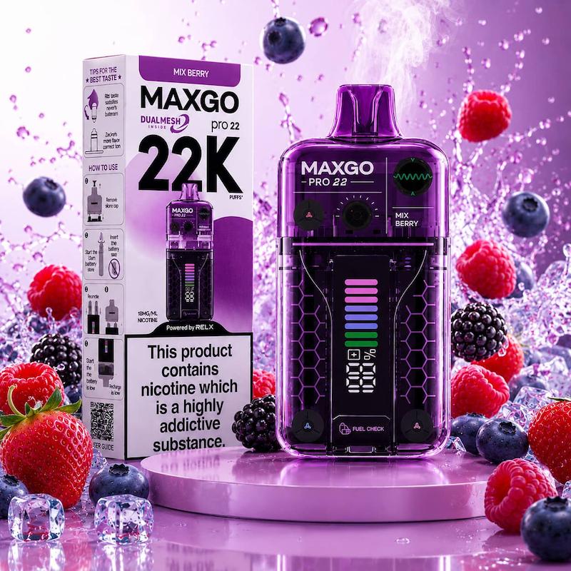 پاد یکبار مصرف 22000 پاف مکس گو نیکوتین 18 | MAXGO 22K Disposable Vape میکس تمشک