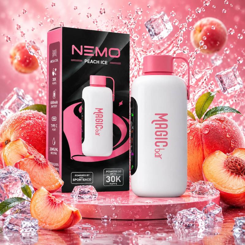 پاد یک بار مصرف نمو مجیک بار 30000 پاف نیکوتین 50 طعم هلو یخ | NEMO Magic Bar Peach Ice
