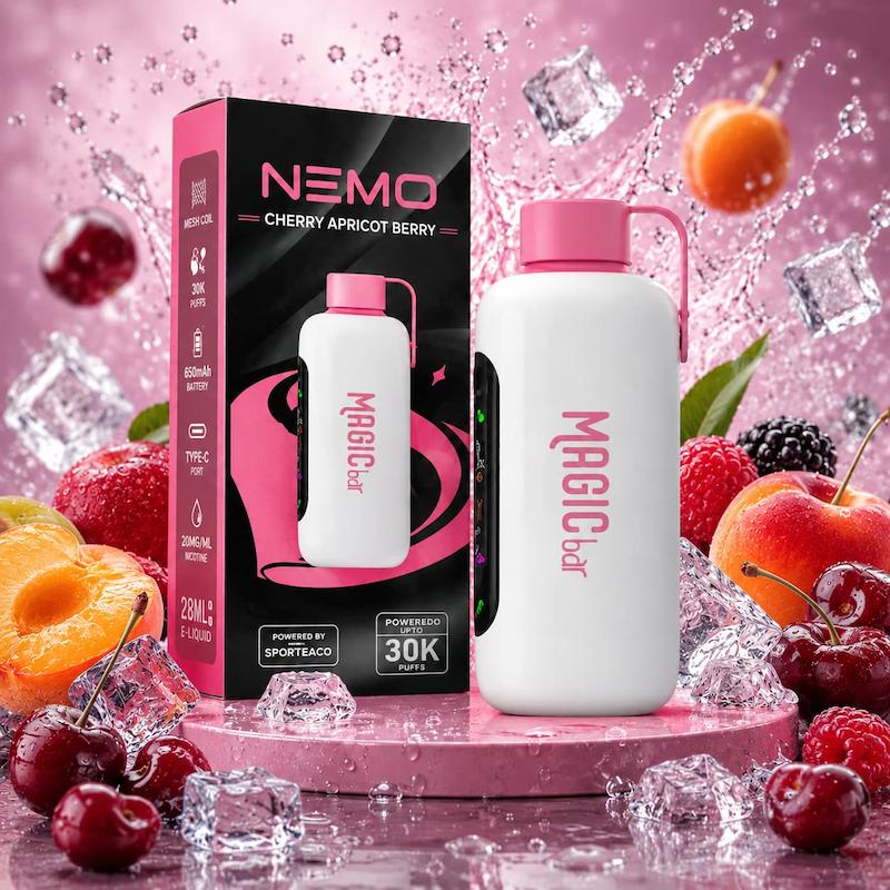 پاد یک بار مصرف نمو مجیک بار 30000 پاف نیکوتین 50 طعم گیلاس زردآلو بری | NEMO Magic Bar Cherry Apricot Berry