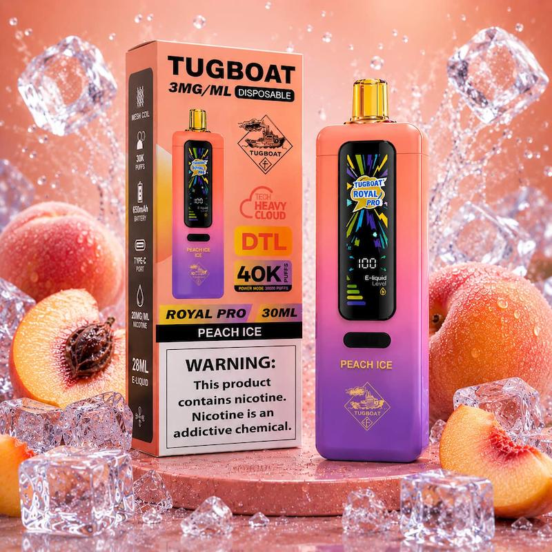 ویپ 40000 پاف تاگ بوت رویال پرو صدادار | Tugboat Royal Pro 40000 Puffs هلو یخ