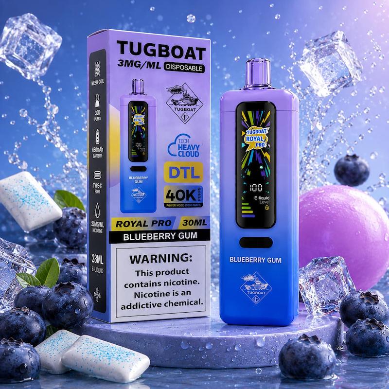 ویپ 40000 پاف تاگ بوت رویال پرو صدادار | Tugboat Royal Pro 40000 Puffs بلوبری آدامس