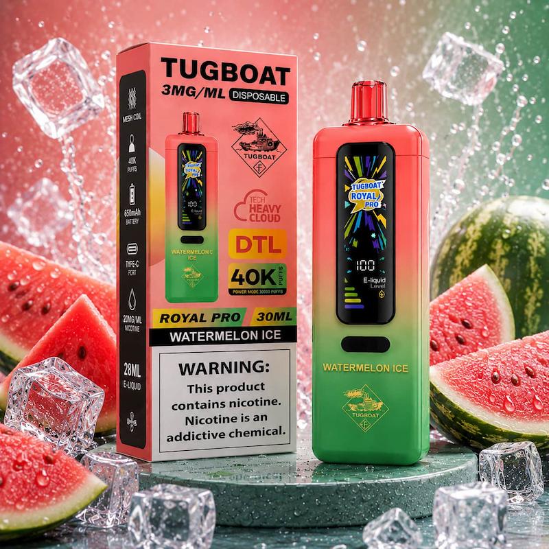 ویپ 40000 پاف تاگ بوت رویال پرو صدادار | Tugboat Royal Pro 40000 Puffs هندوانه یخ 