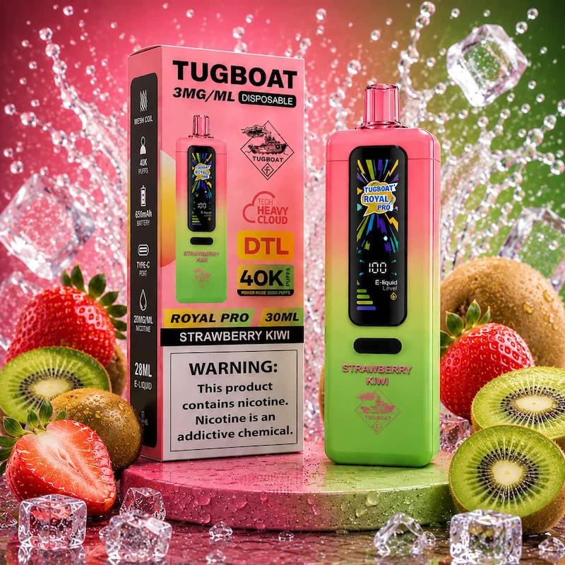 ویپ 40000 پاف تاگ بوت رویال پرو صدادار | Tugboat Royal Pro 40000 Puffs توتفرنگی کیوی