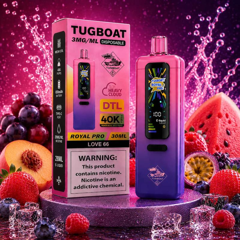 ویپ 40000 پاف تاگ بوت رویال پرو صدادار | Tugboat Royal Pro 40000 Puffs لاو
