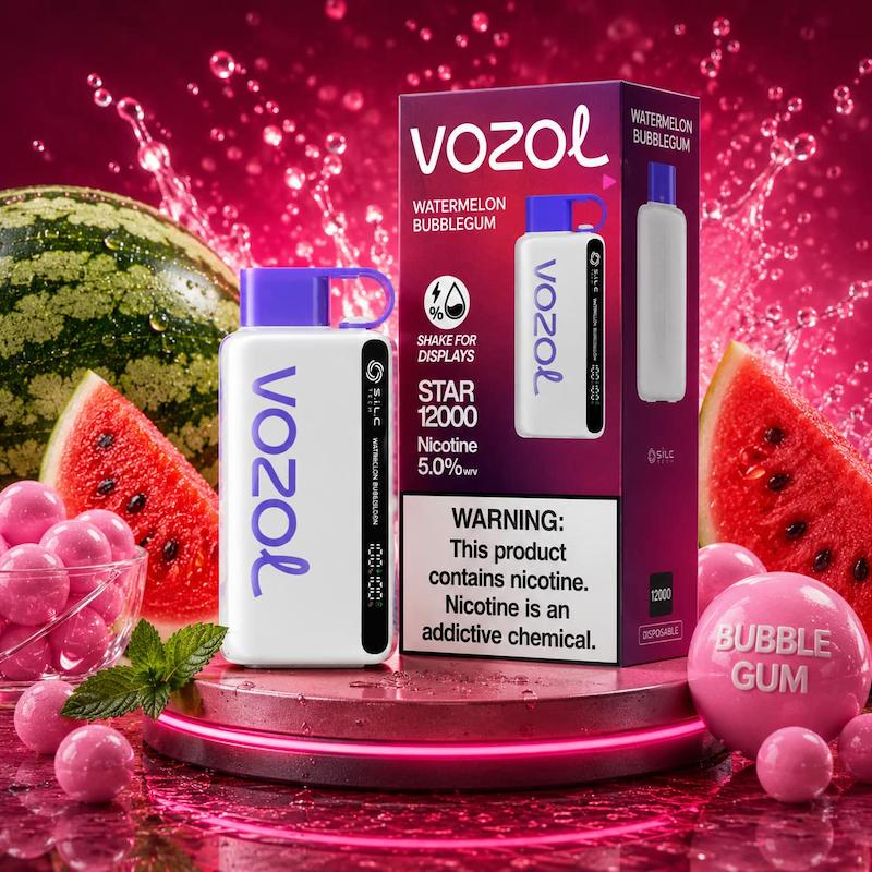 پاد یکبار مصرف 12000 پاف وزول استار | Vozol Star 12000 Puffs هندوانه آدامس بادکنکی