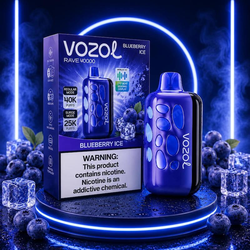 پاد یکبار مصرف 40000 پاف برند وزول نیکوتین 50 | Vozol rave  40000 Puffs Disposable 50mg بلوبری یخ