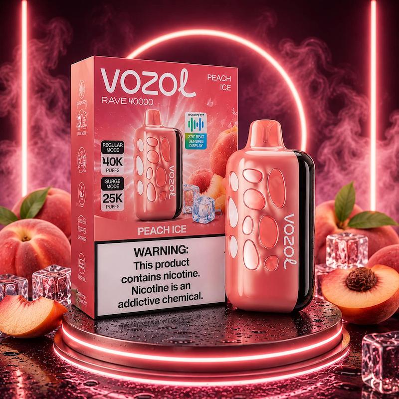 پاد یکبار مصرف 40000 پاف برند وزول نیکوتین 50 | Vozol rave 40000 Puffs Disposable 50mg هلو یخ