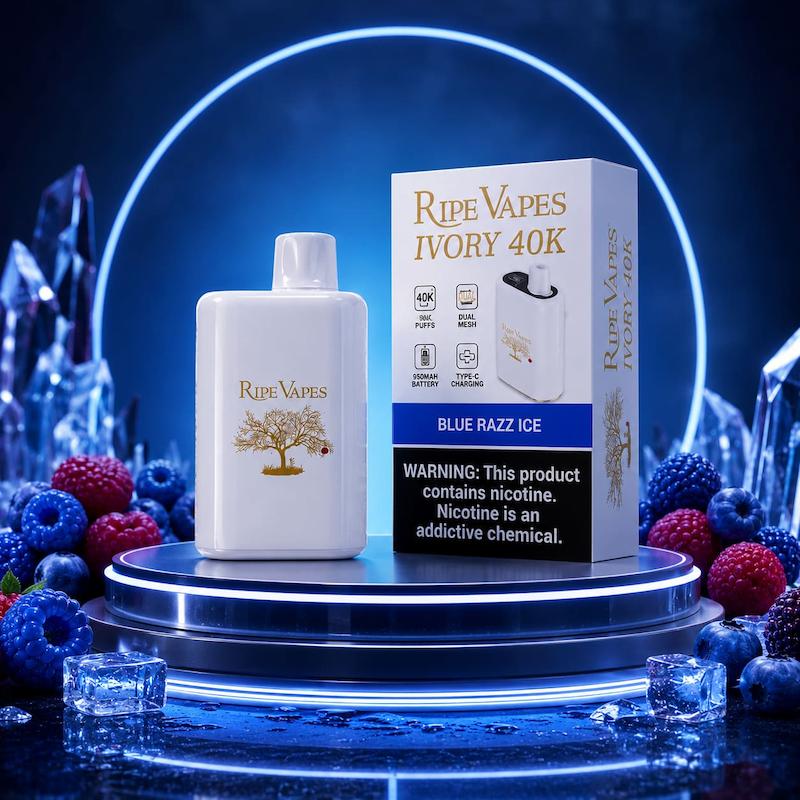 پاد یکبار مصرف 40000 پاف رایپ ویپ نیکوتین 20 | Ripe Vape 40000 Puffs Disposable 20mg تمشک آبی یخ