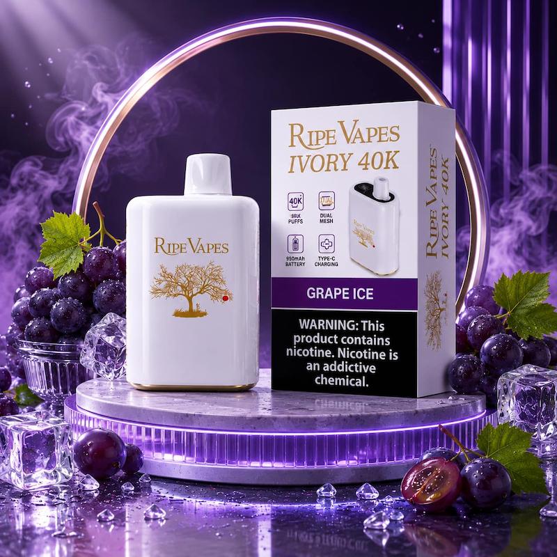 پاد یکبار مصرف 40000 پاف رایپ ویپ نیکوتین 20 | Ripe Vape 40000 Puffs Disposable 20mg انگور یخ