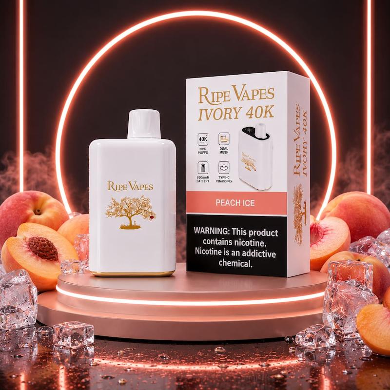 پاد یکبار مصرف 40000 پاف رایپ ویپ نیکوتین 20 | Ripe Vape 40000 Puffs Disposable 20mg هلو یخ