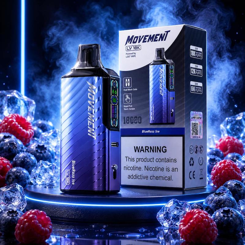 پاد یکبار مصرف 18000 پک لاست ویپ موومنت | Lost Vape Movement 18000 Puffs 50mg تمشک آبی یخ