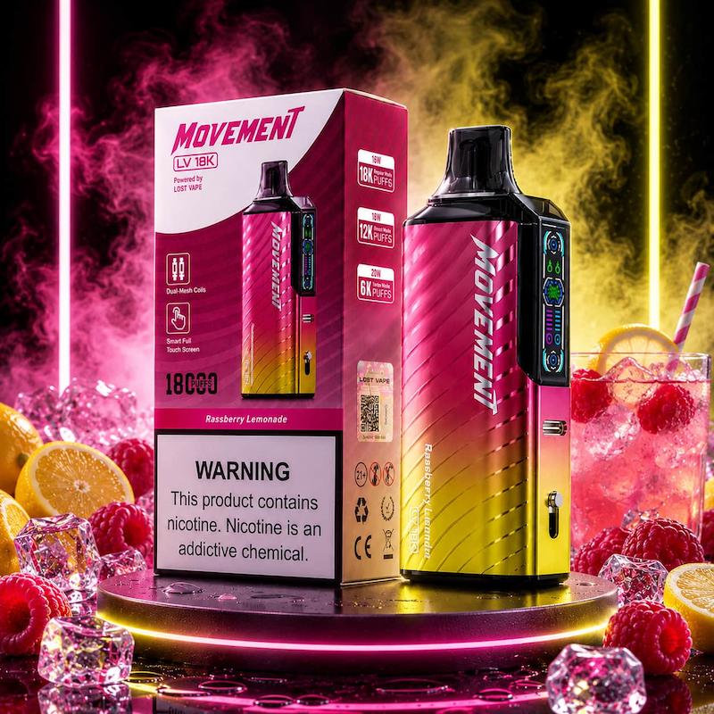 پاد یکبار مصرف 18000 پک لاست ویپ موومنت | Lost Vape Movement 18000 Puffs 50mg تمشک لیموناد
