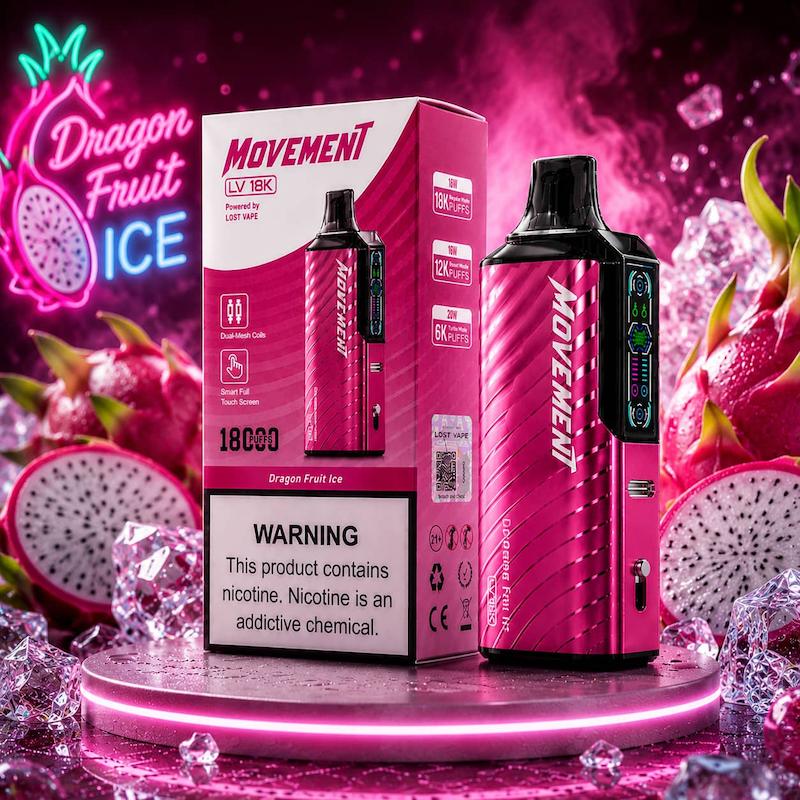 پاد یکبار مصرف 18000 پک لاست ویپ موومنت | Lost Vape Movement 18000 Puffs 50mg دراگون فروت یخ