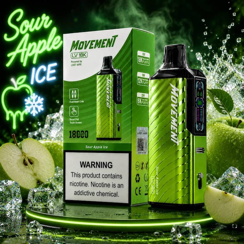 پاد یکبار مصرف 18000 پک لاست ویپ موومنت | Lost Vape Movement 18000 Puffs 50mg سیب ترش