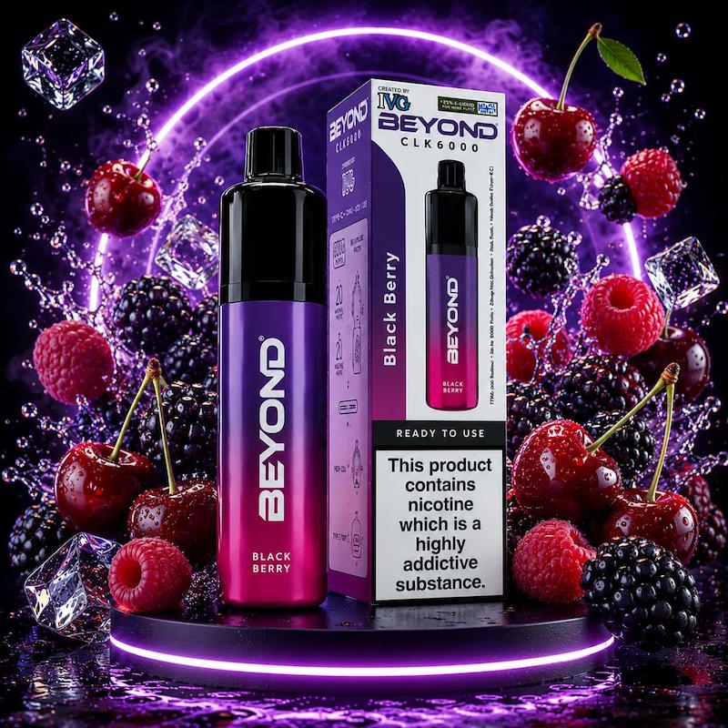 پاد یکبار مصرف 6000 پک IVG Beyond CLK6000 نیکوتین 20 | IVG Beyond CLK6000 Disposable 20mg بلک بری تمشک پاستیل