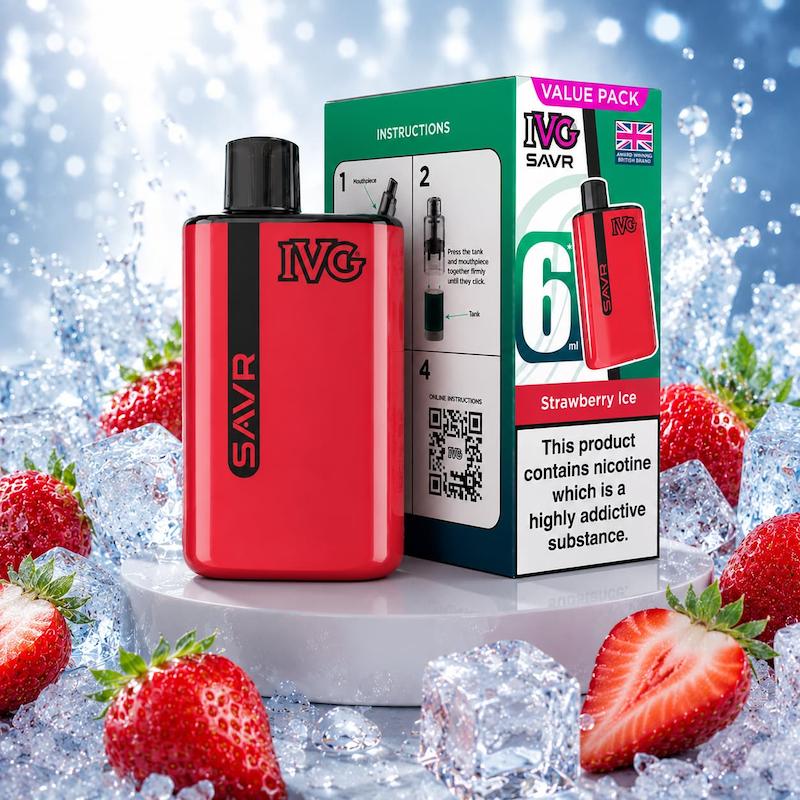 پاد یکبار مصرف 3000 پک IVG SAVR نیکوتین 20 | IVG Savr 3000 Puffs توتفرنگی یخ