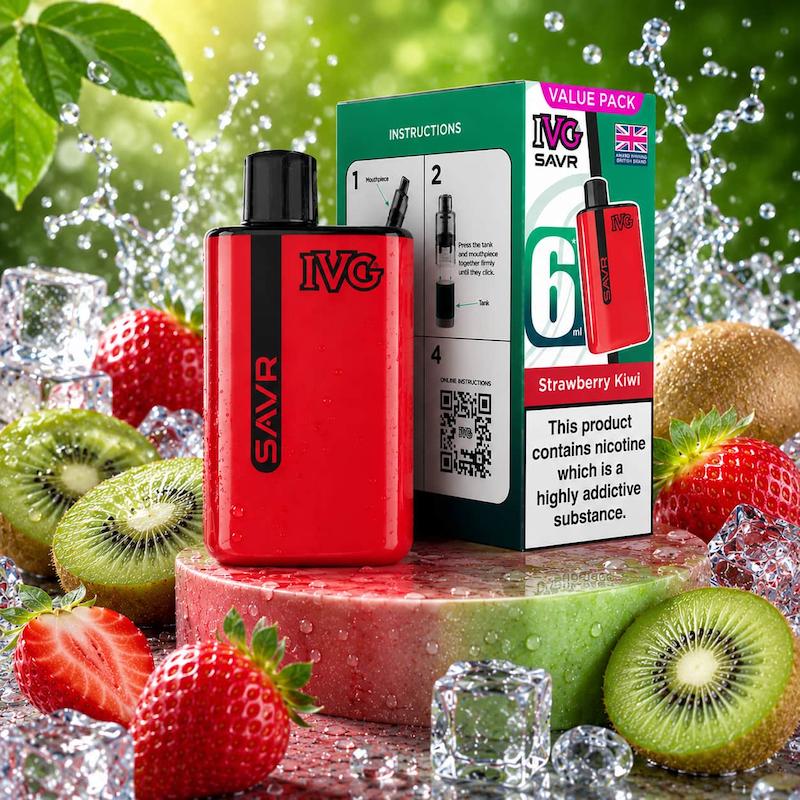 پاد یکبار مصرف 3000 پک IVG SAVR نیکوتین 20 | IVG Savr 3000 Puffs کیوی توتفرنگی