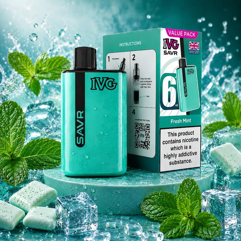 پاد یکبار مصرف 3000 پک IVG SAVR نیکوتین 20 | IVG Savr 3000 Puffs آدامس نعنا