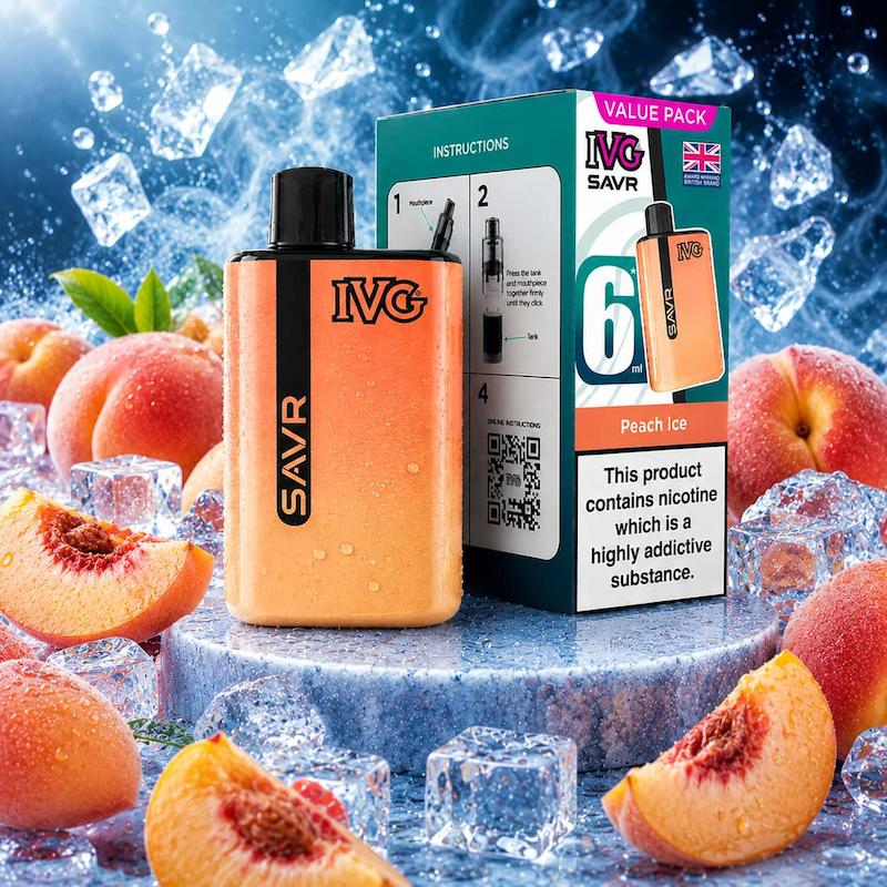 پاد یکبار مصرف 3000 پک IVG SAVR نیکوتین 20 | IVG Savr 3000 Puffs هلو یخ