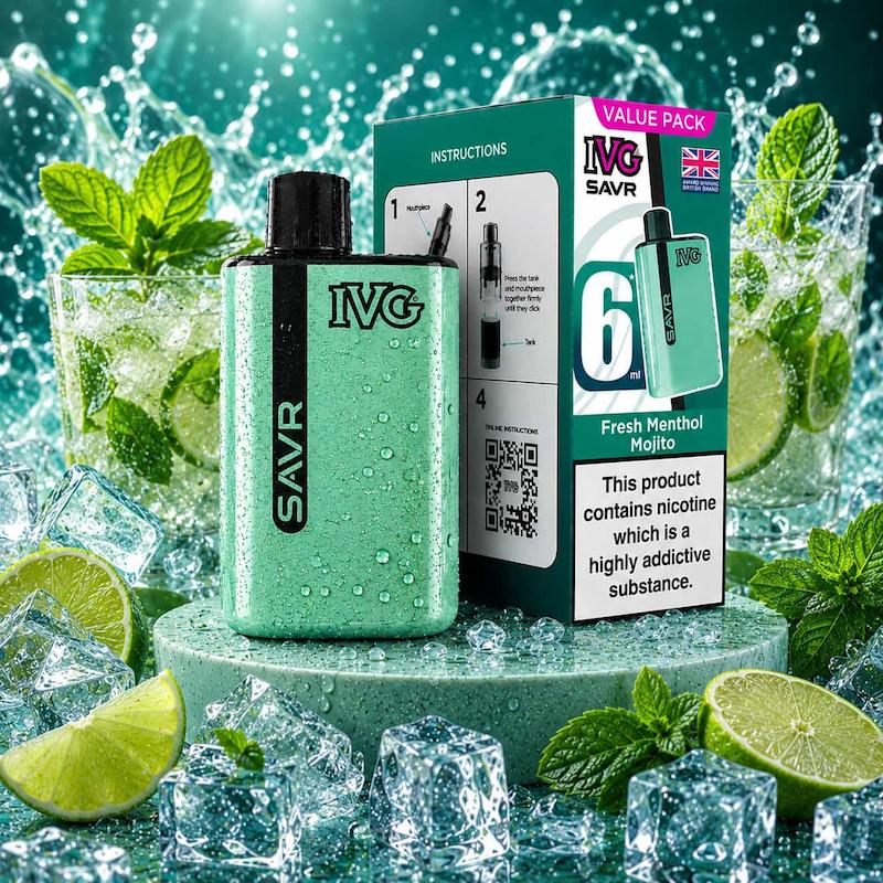 پاد یکبار مصرف 3000 پک IVG SAVR نیکوتین 20 | IVG Savr 3000 Puffs موهیتو