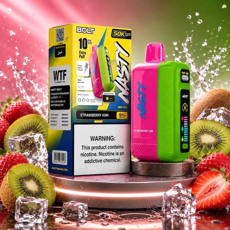 یکبار مصرف 50 هزار پاف نستی Bolt Hyper Puff | Nasty Bolt کیوی توتفرنگی