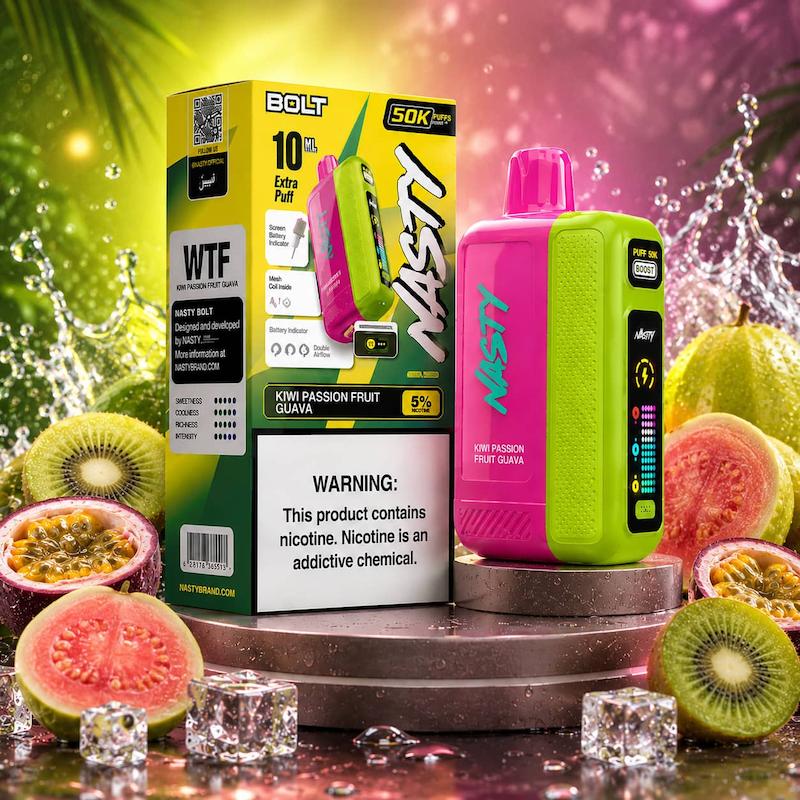 یکبار مصرف 50 هزار پاف نستی Bolt Hyper Puff | Nasty Bolt کیوی پشن فروت گوآوا