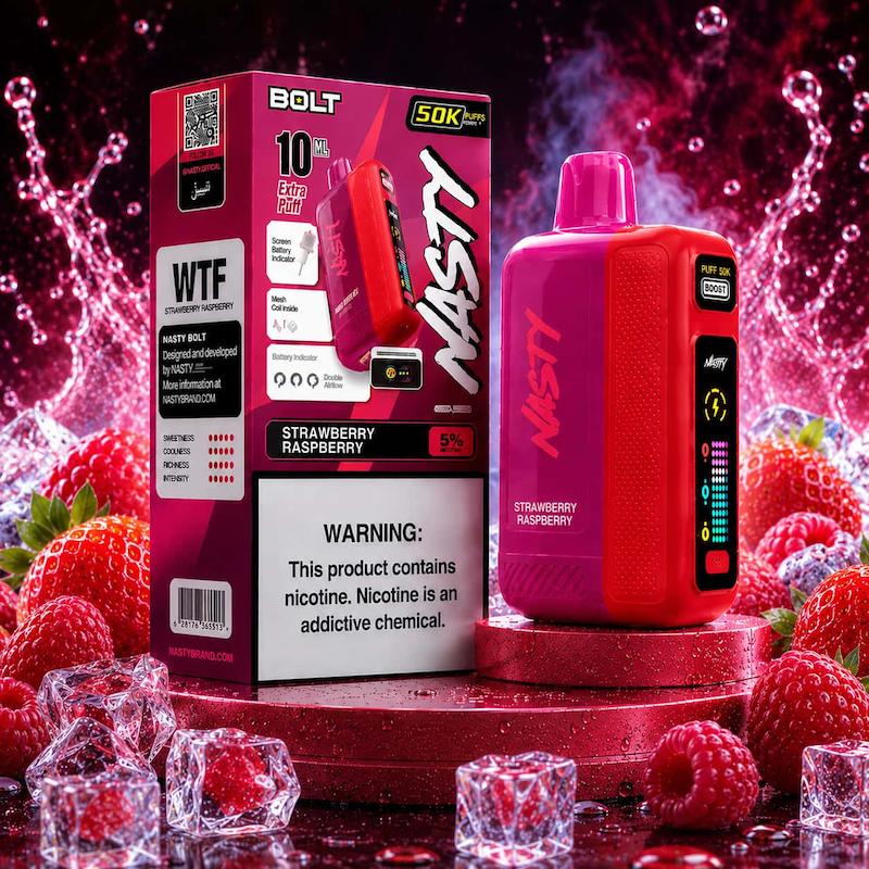 یکبار مصرف 50 هزار پاف نستی Bolt Hyper Puff | Nasty Bolt توتفرنگی تمشک