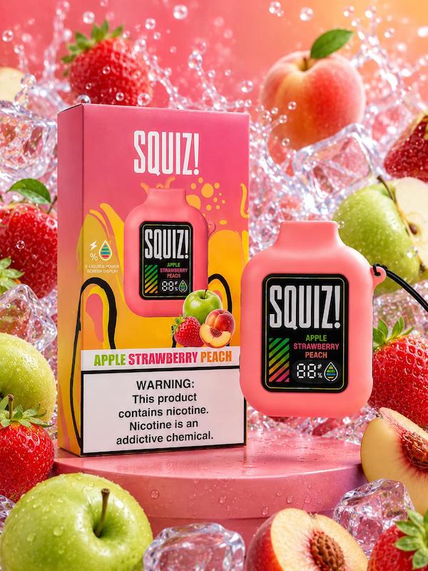 پاد یکبارمصرف اسکوئیز 25000 پاف طعم سیب توتفرنگی هلو | Squiz 25000