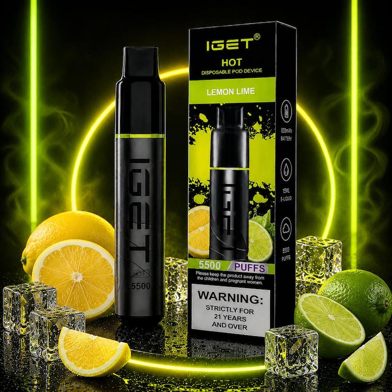 پاد یکبار مصرف 5500 پک برند IGET Hot | IGET Hot 5500 Puffs Disposable لیمو ترش
