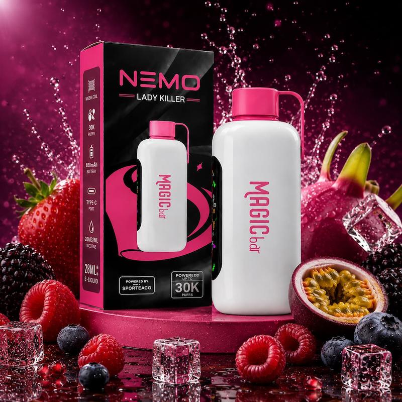 پاد یک بار مصرف نمو مجیک بار 30000 پاف نیکوتین 50 طعم لیدی کیلر | NEMO Magic Bar Cosmo