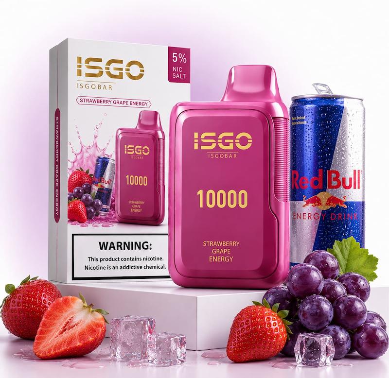 پاد یکبارمصرف ایزگو 10000 طعم توتفرنگی انگور ردبول | ISGO 10000