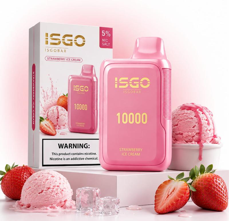 پاد یکبارمصرف ایزگو 10000 طعم توتفرنگی بستنی | ISGO 10000