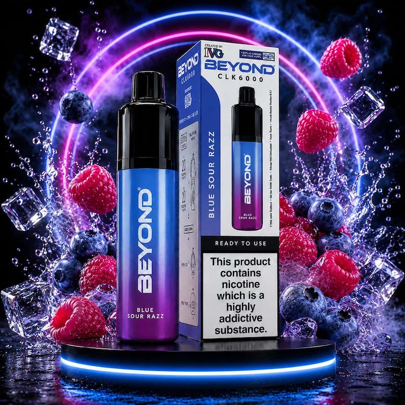 پاد یکبار مصرف 6000 پک IVG Beyond CLK6000 نیکوتین 20 | IVG Beyond CLK6000 Disposable 20mg تمشک آبی ترش